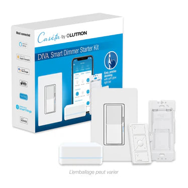 Lutron Caseta Diva Smart Dimmer Starter Kit, with Smart Hub and Pico Remote - DVRF-BDG-1D-C