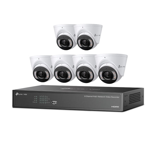 TP-Link VIGI NK4P-T4425-2T 6 x 4MP Full-Color Turret IPC  & 8 Channel PoE+ NVR KIT with 2TB HDD