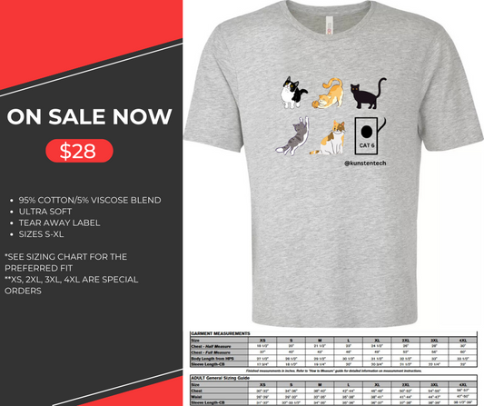 CAT6 T-Shirt By KTI Inc. - 5 Cats + Box of CAT6
