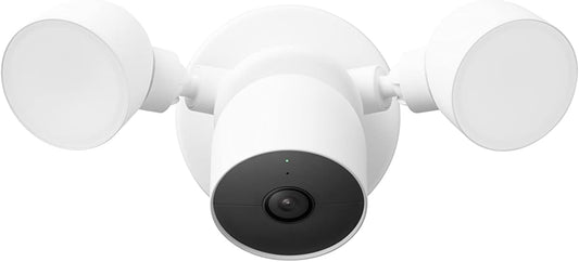 Google Nest Cam with Floodlight, Outdoor Wired Smart Security Camera, White