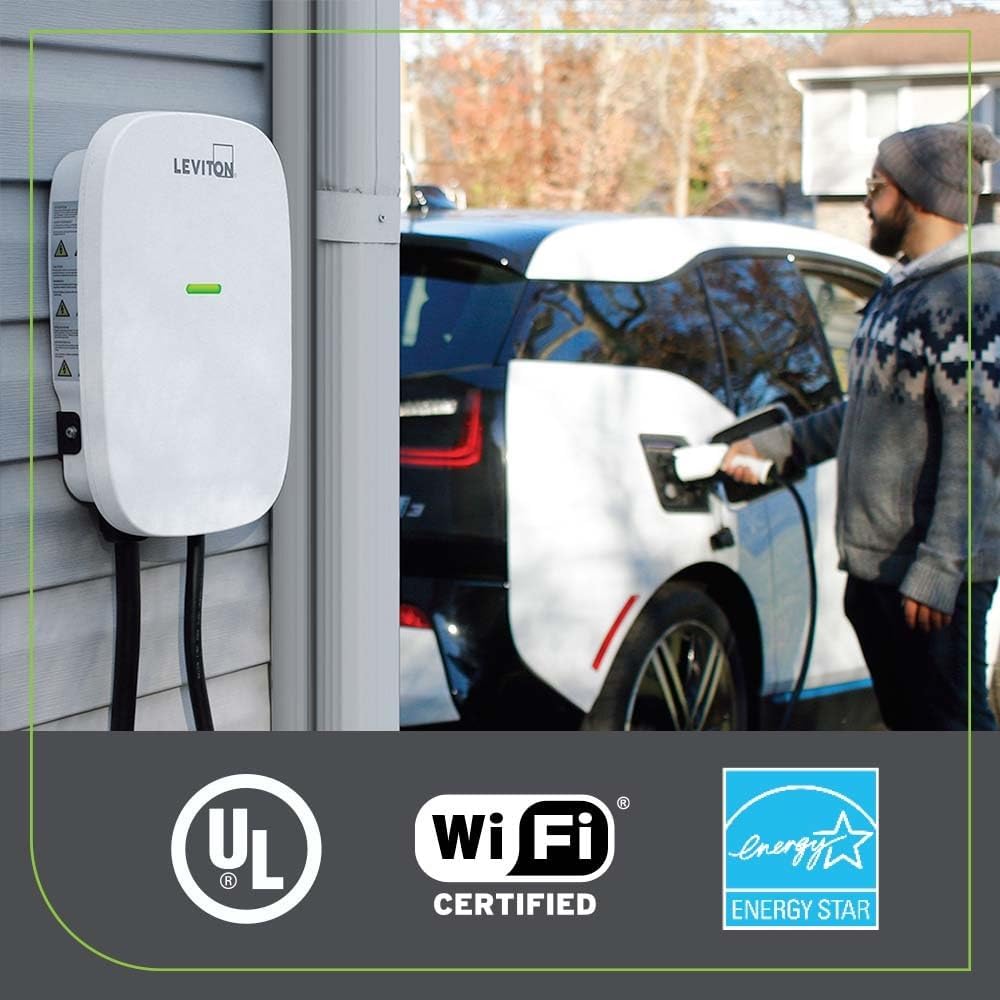 Leviton evr-green Electric Vehicle EV Charger 32A Level 2, RFID, WiFi