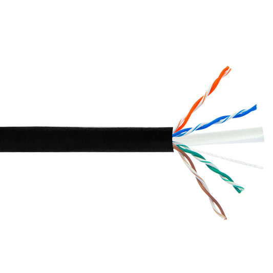 1000ft  Solid UV / Direct Burial Bulk Cable - Black - CAT6 550Mhz
