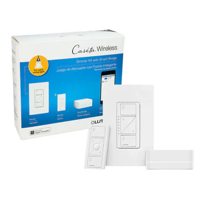Lutron Caseta Wireless PRO Kit In-Wall Dimmer, Smart Bridge, Pico Remote - P-BDGPRO-PKG1W-C